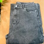 Enzon Womens Wide Leg Denim – Black Acid