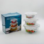 3PCS Glass Food Storage Bowl Set with Airtight Lids