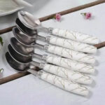 Spoon Set Plastic Handle 6pcs – Black/White